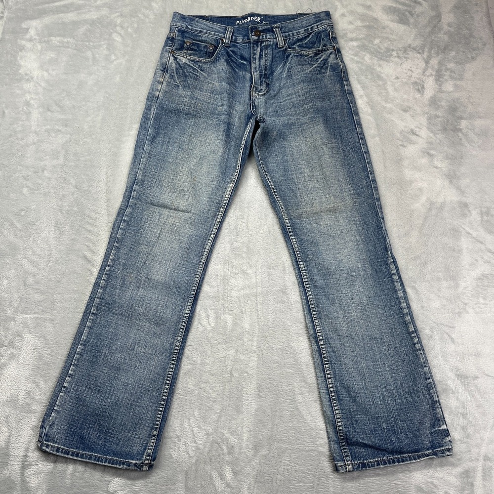 Flypaper Bootcut Jeans Mens 31x32 Blue Denim Faded Boho Streewear High Waisted